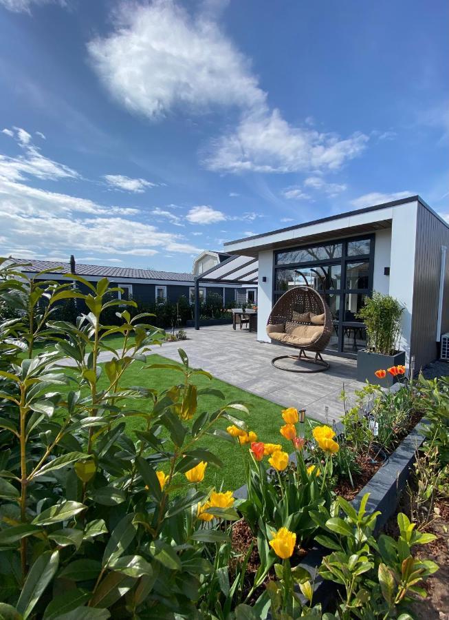 LUXUS Cube Ferienhaus Chalet am See mit Schwimmbad in Lathum NL Exterior foto